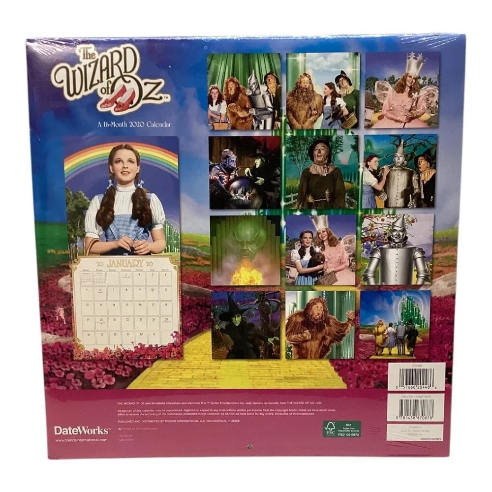 The‎ Wizard Of Oz 16-Month 2020 Wall Calendar - New Sealed